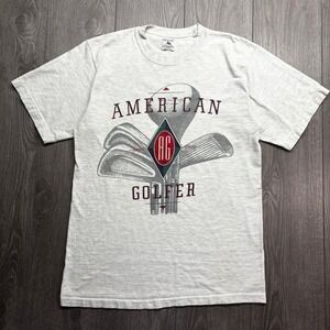 Vintage American Golfer T Shirt Mens Medium Grey Made in USA Graphic Galt Sand